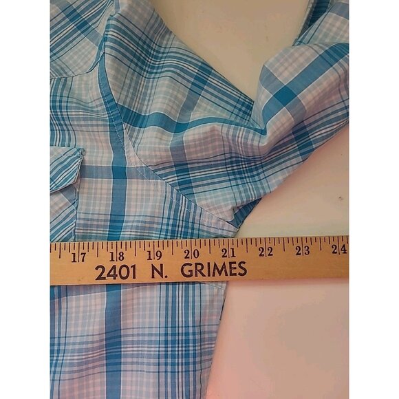 Cruel Girl Western Shirt Large Long Sleeve Pearl Snap Blue Plaid - Picture 2 of 11